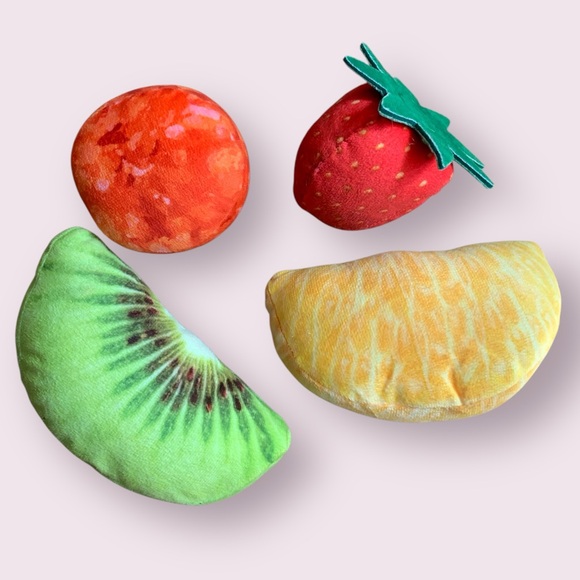 Fruit-Shaped Plush Squeaky Dog Toy Set - Picture 2 of 2